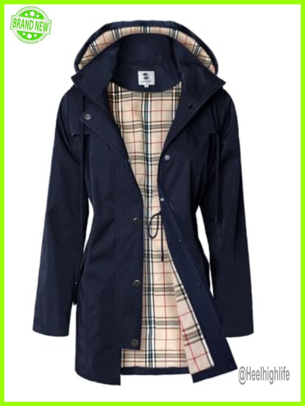 SaphiRose Women's Long Hooded Rain Jacket Outdoor Raincoat Windbreaker